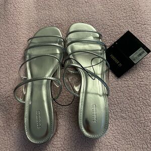 Forever 21 Metallic Silver Strappy Sandals